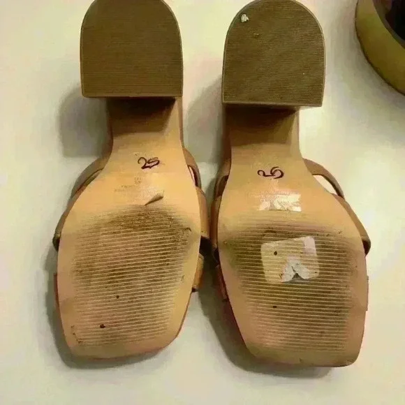 NINE WEST Kindee 3 Block Heeled Slide Sandal Square Toe in New Natural Size 4.5 - Picture 4 of 6